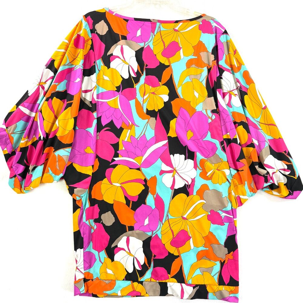 Trina Turk | Gemini Swim Suit Cover-Up Tunic Bright Vivid Florals | Sz XL - Picture 4 of 8